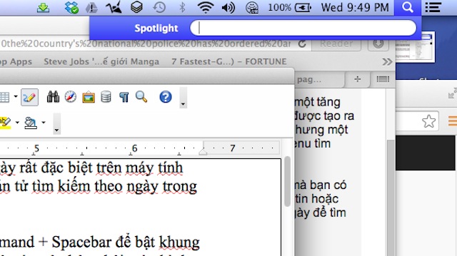 Tìm kiếm các tập tin nhanh chóng bằng Spotlight trên Mac OS