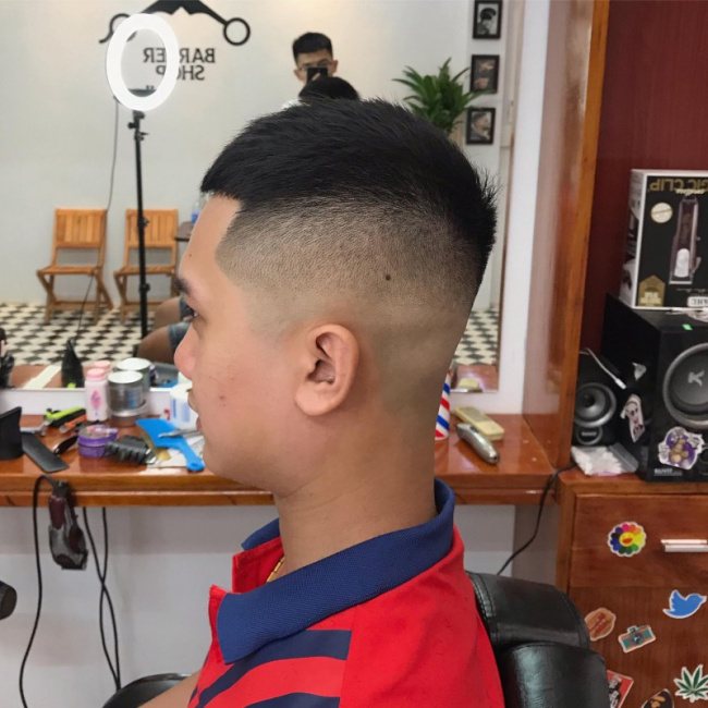 Hqh 504C ghế cắt tóc nam barber shop chân thủy lực tay inox cao cấp
