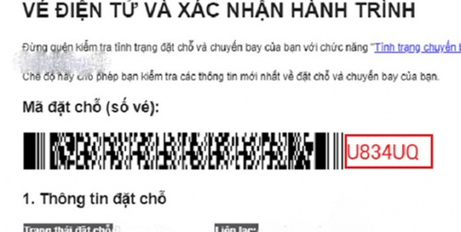 cách kiểm tra mã đặt chỗ (code) vé máy bay hãng