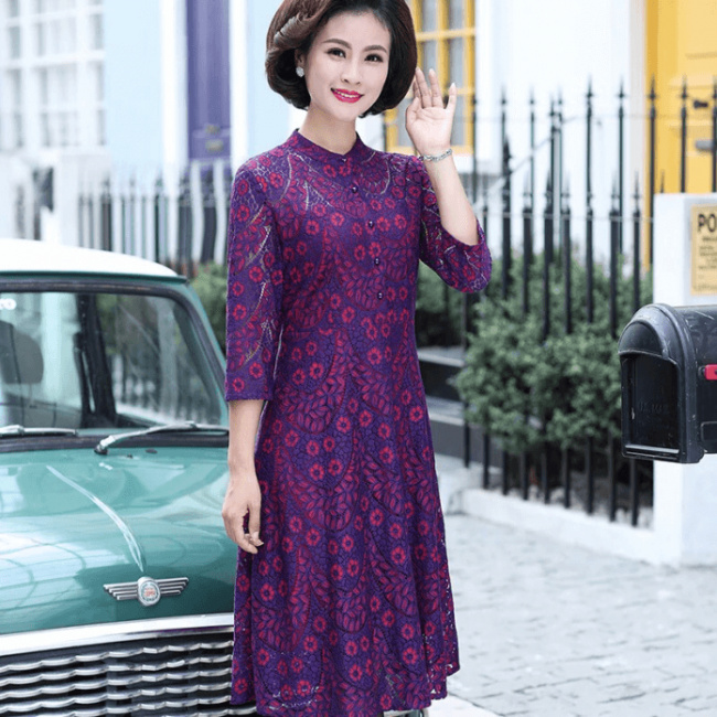 Đầm xòe họa tiết hoa nhí tay lỡ HL24-04 | Thời trang công sở K&K Fashion
