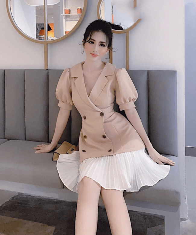 Đầm đuôi cá YEYA cổ vuông xếp ly ôm hông kiểu pháp xinh xắn cho nữ  Shopee  Việt Nam