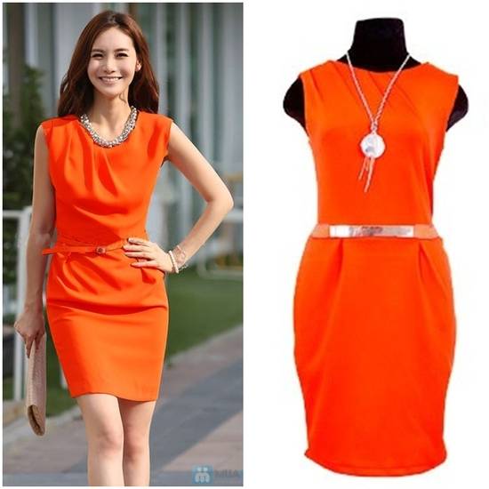 váy đầm đẹp nhất hcm, kết hợp đầm màu cam với phụ kiện như thế nào cho sang chảnh