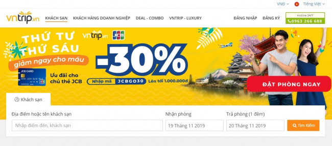 VnTrip.vn Đặt phòng khách sạn trực tuyến tiết kiệm 80%