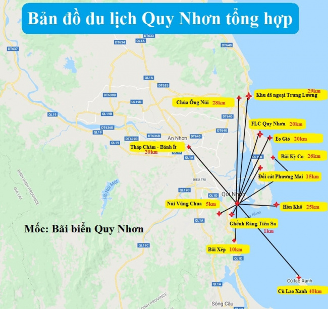 Cập nhật mới nhất bản đồ Quy Nhơn Phú Yên