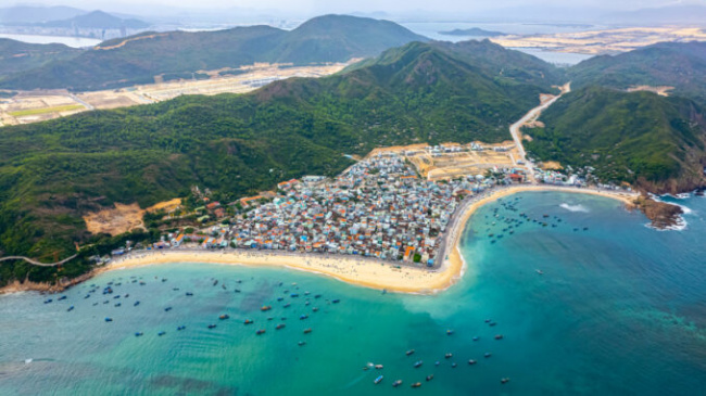 Quy Nhon sea and island from above