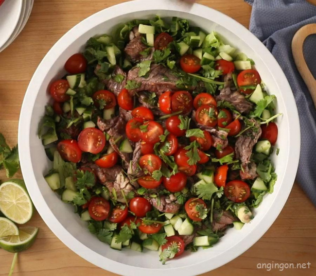 cách làm salad, salad thịt bò kiểu thái, cách làm salad thịt bò kiểu thái