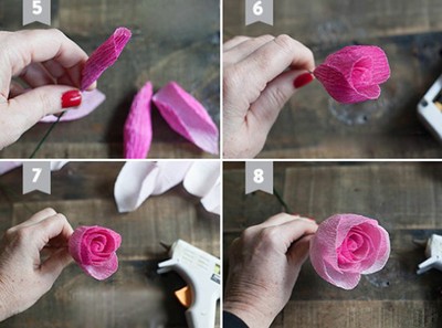 làm đồ thủ công, gấp hoa hồng bằng giấy nhún, gấp hoa hồng, đồ thủ công, cách gấp hoa bằng giấy nhún, 2 cách gấp hoa hồng bằng giấy nhún đơn giản dễ học