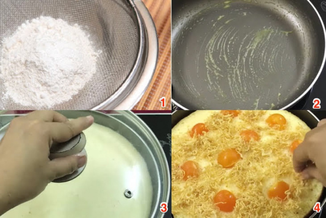 cách làm bánh bông lan trứng muối bằng chảo chống dính