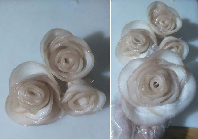 hướng dẫn cách làm hoa hồng bằng thịt luộc chấm mắm tôm