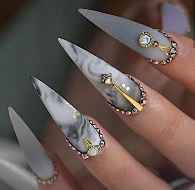 nail đẹp, top 8 mẫu nail móng nhọn tròn hot nhất năm 2022