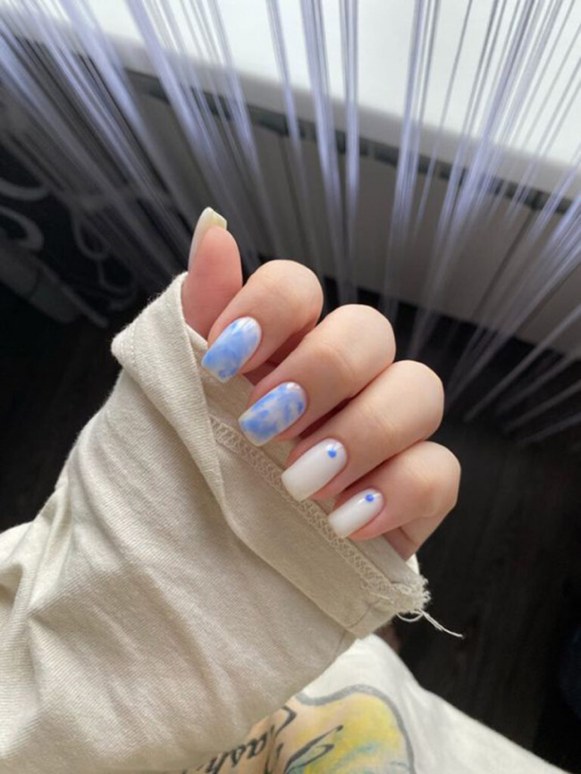 nail đẹp, sơn móng tay màu xanh da trời chưa bao giờ lỗi mode