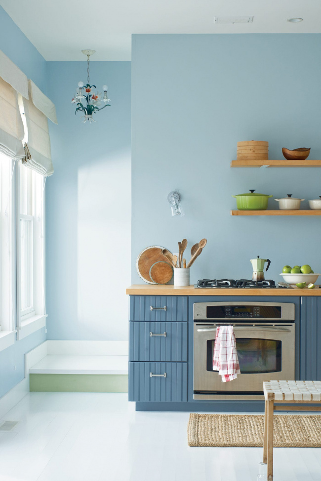 thiết kế phòng bếp ngọt ngào với tông màu pastel