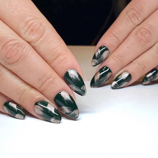 nail đẹp, tổng hợp những mẫu nail màu xanh rêu đẹp ấn tượng, hot nhất