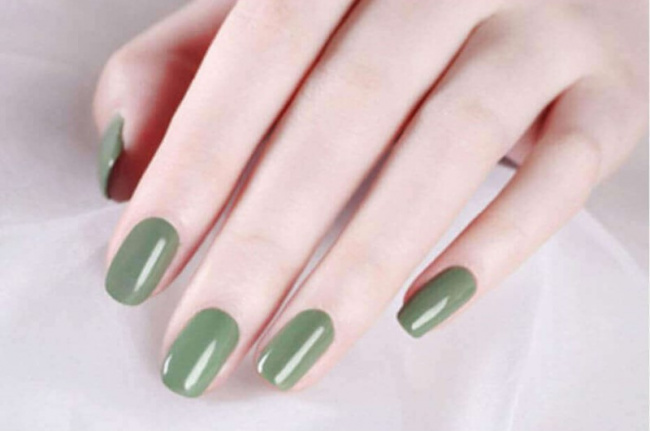 nail đẹp, tổng hợp những mẫu nail màu xanh rêu đẹp ấn tượng, hot nhất
