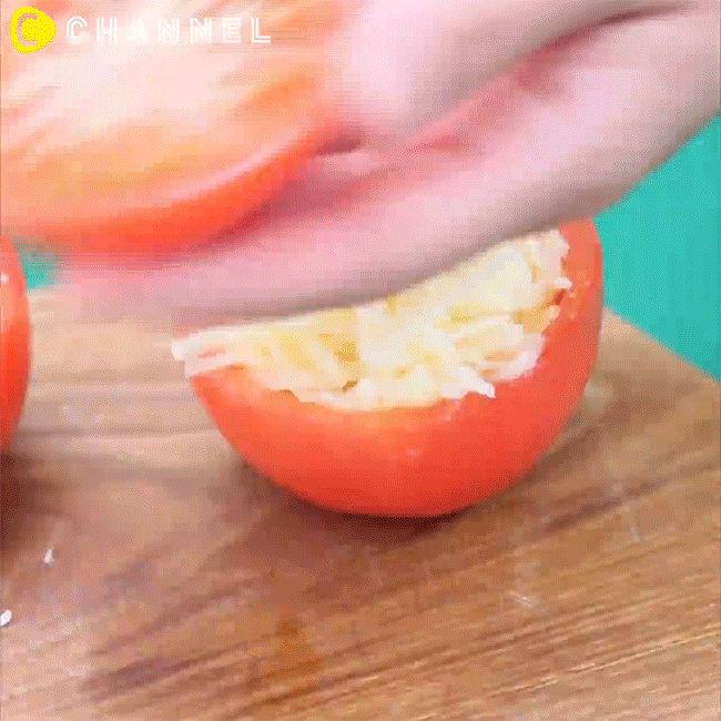cà chua nhồi 3 lớp cùng sốt teriyaki