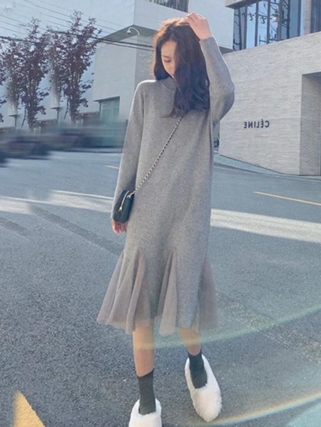 Chân váy len dáng dài hoạ tiết sang chảnh mẫu mới 2023 shop chavi clothing