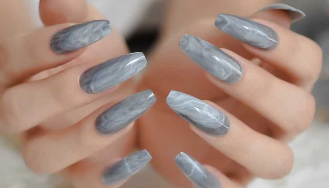 nail đẹp, tổng hợp 10 mẫu sơn móng tay màu xám khói thời thượng