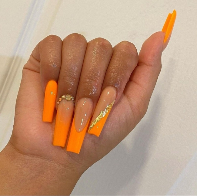 nail đẹp, tổng hợp mẫu nail màu cam cháy trẻ trung năng động