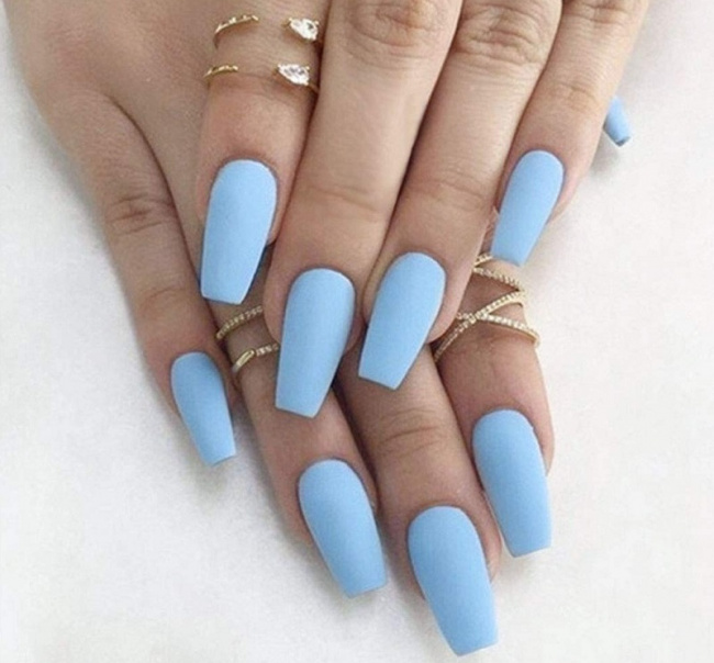 nail đẹp, mẫu nail màu xanh dương nhạt cực đẹp cho nàng tự tin đón hè