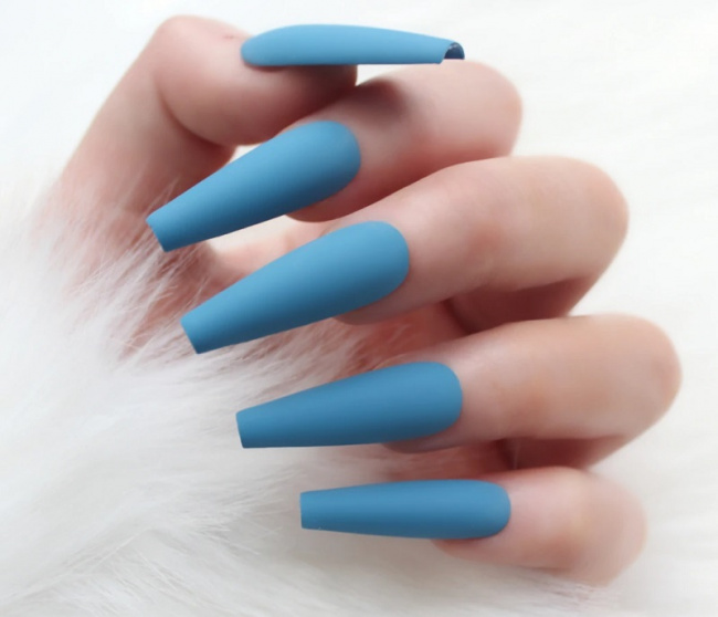 nail đẹp, mẫu nail màu xanh dương nhạt cực đẹp cho nàng tự tin đón hè