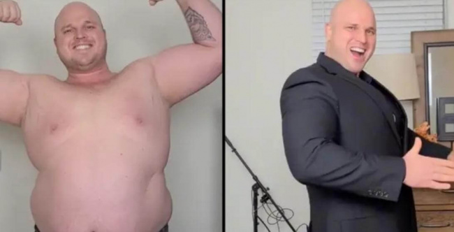 giảm cân, tập gym, thể hình, tin tức thể hình, để cho thấy giảm cân rất dễ, người đàn ông này đã tăng hẳn 45kg xong giảm 50kg