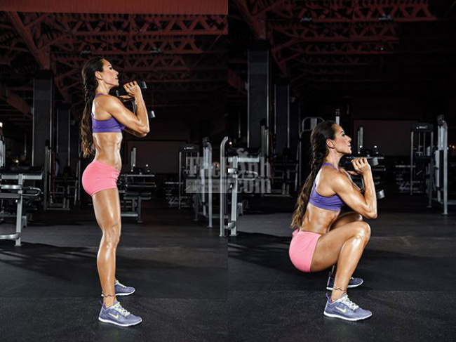 bài tập gym, bài tập đùi và mông, cơ đùi sau, cơ đùi trước, squat, tập thể hình, bài tập cơ đùi trước – goblet squat