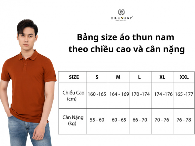 cách chọn size áo thun đúng chuẩn số đo cơ thể nam giới