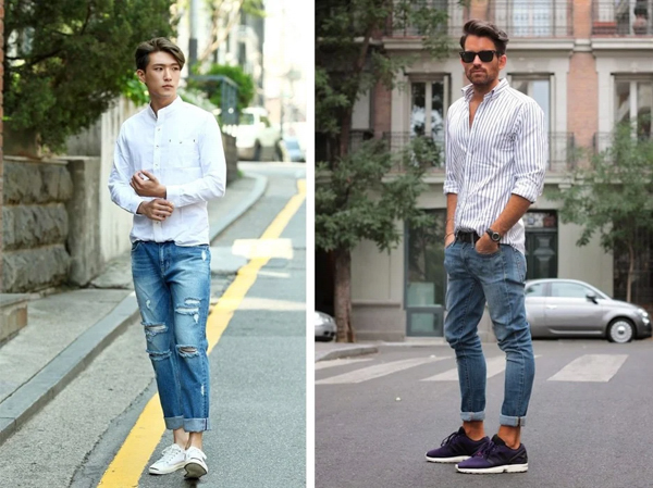 Combo sơ mi quần jeans phủ sóng street style sao Việt