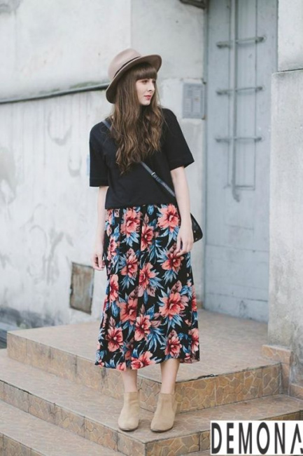 10+ xu hướng thời trang chân váy midi hoa đẹp nhất