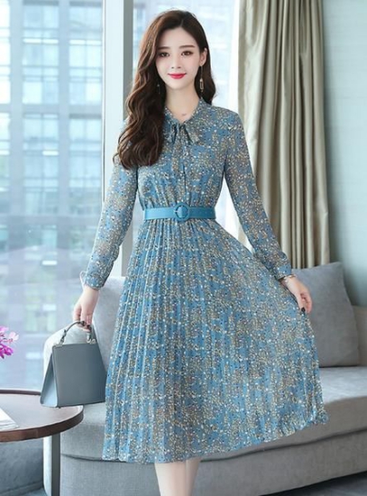 30+ mẫu váy đầm xòe cổ sơ mi đẹp kiểu Hàn Quốc - ALONGWALKER