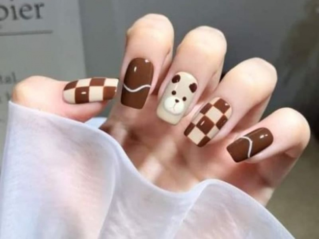 nail đẹp, 50 mẫu nail gấu brown xinh xắn nhất cho phái đẹp