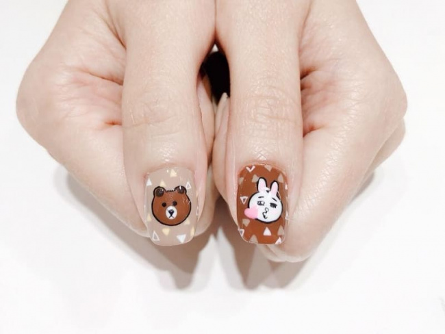 nail đẹp, 50 mẫu nail gấu brown xinh xắn nhất cho phái đẹp