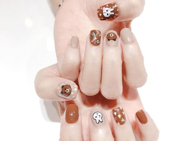 nail đẹp, 50 mẫu nail gấu brown xinh xắn nhất cho phái đẹp