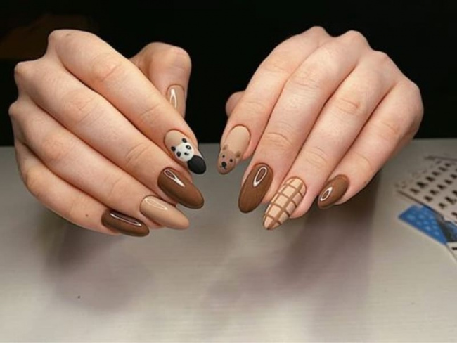 nail đẹp, 50 mẫu nail gấu brown xinh xắn nhất cho phái đẹp