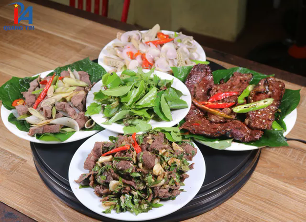 a specialty, buffalo meat with smooth leaves, buffalo meat with leaves – a rustic specialty that is famous near and far of the quang tri people