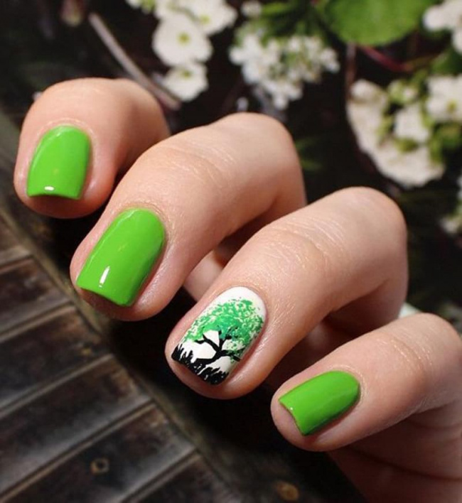 nail đẹp, 12 mẫu nail màu xanh lá cây tuyệt vời không nên bỏ qua