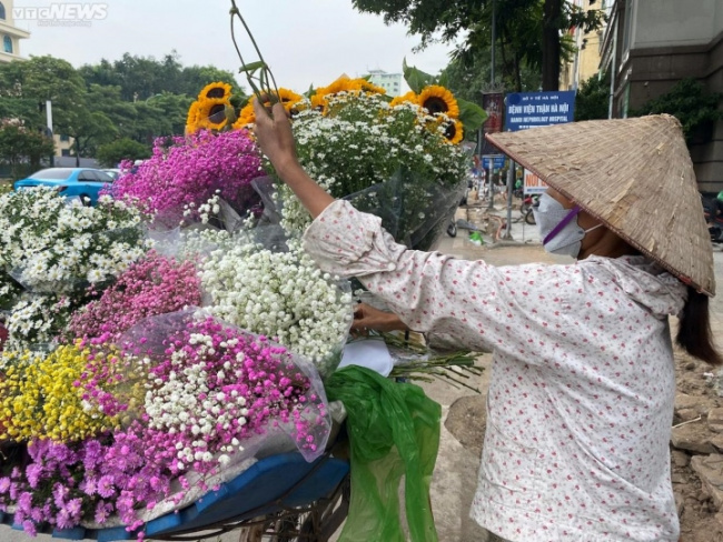 chrysanthemum, dong da district, flower shop, sold out, tens of millions of dong, woman, roaming around hanoi, carrying flowers selling tens of millions of dong every day on the occasion of october 20