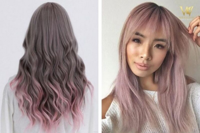 kiểu tóc, 15+ kiểu tóc nhuộm màu hồng khói đẹp thời thượng năm 2022
