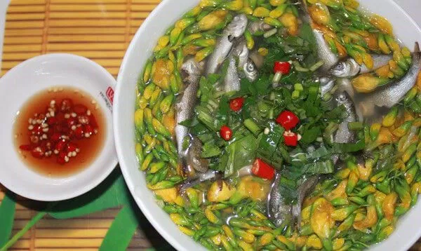 ẩm thực, món ngon, về miền tây, ăn canh chua cá linh bông điên điển