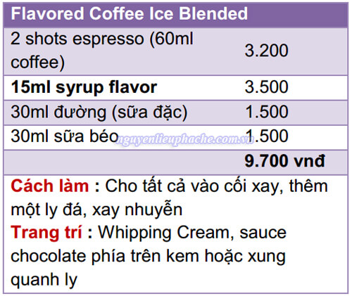 mẫu flavored coffee ice blended