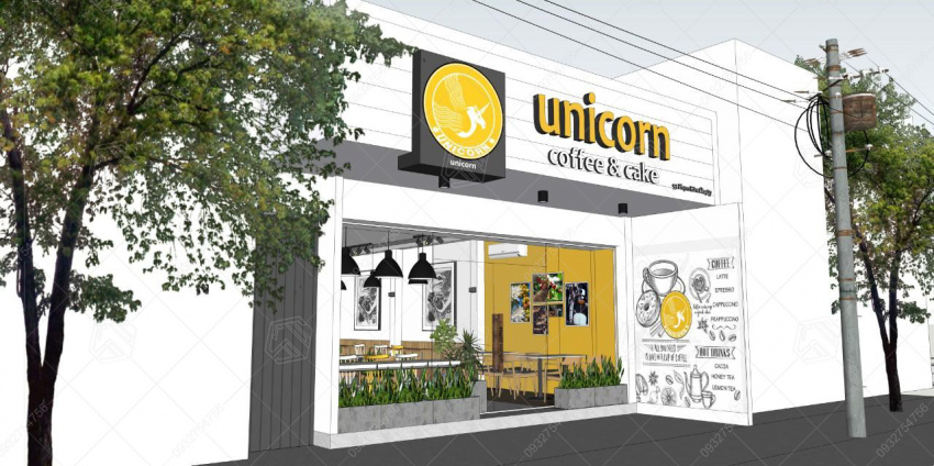 mẫu thiết kế quán cà phê  unicorn coffee and cake