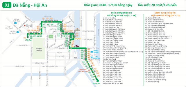Thông tin lộ trình các tuyến xe bus trong thành phố Đà Nẵng 2018