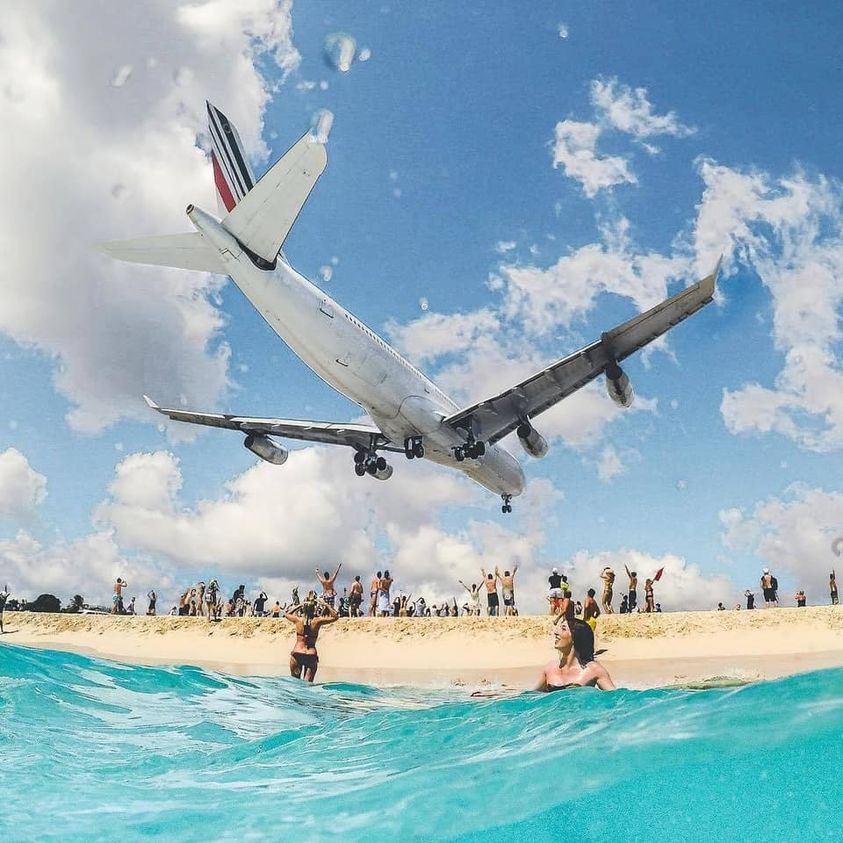 bãi biển maho, du lịch hà lan, đảo saint martin, bãi biển du khách có thể ngắm máy bay bay ngay trên đầu