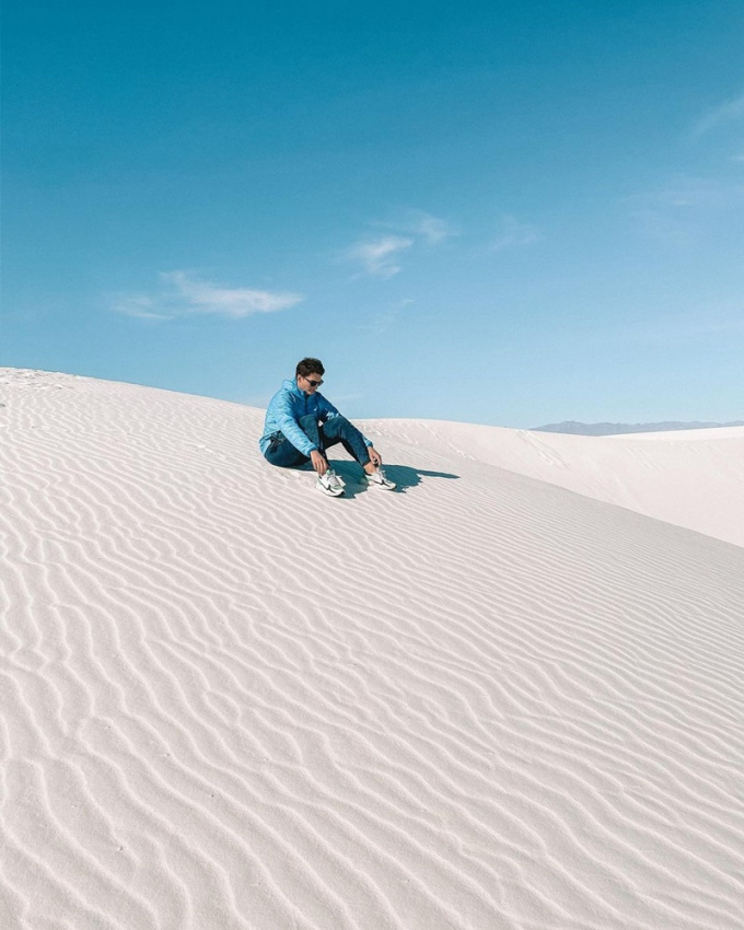 cát trẳng, white sands national park, cả trời trắng xoá nhưng không phải tuyết ở white sands national park