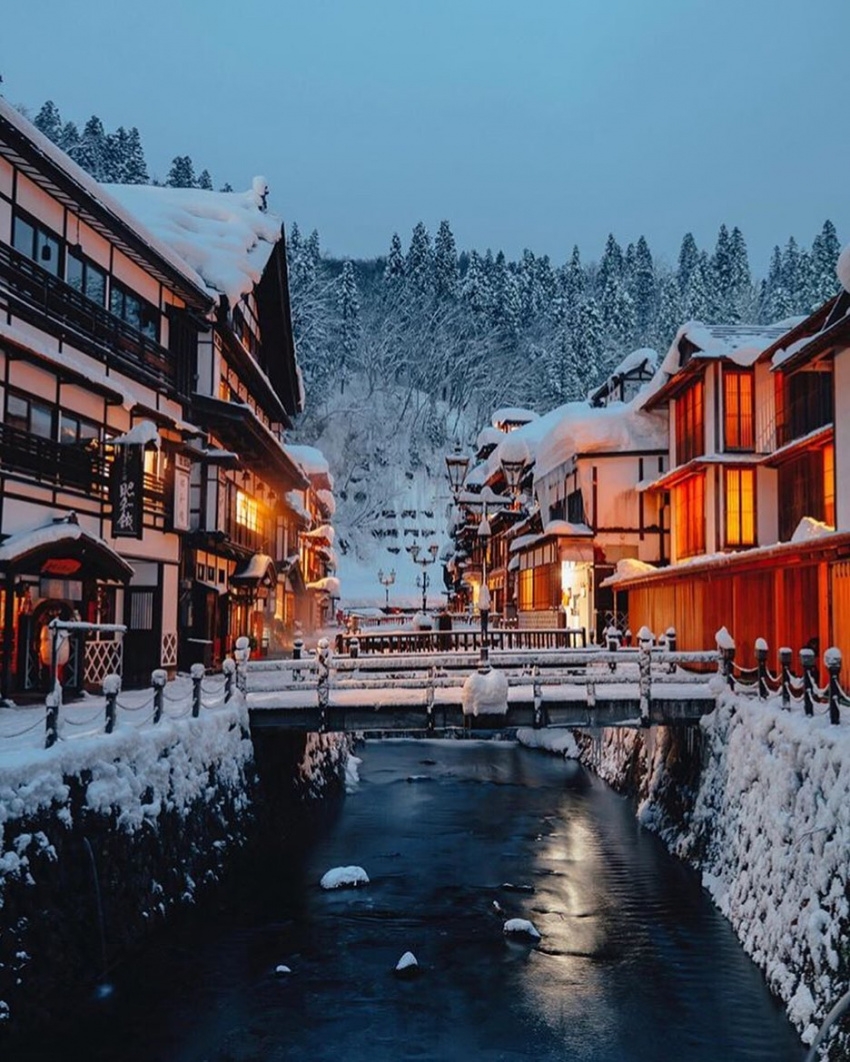 ginzan onsen, tour nhật bản, trải nghiệm mùa đông như cổ tích tại ginzan onsen nhật bản