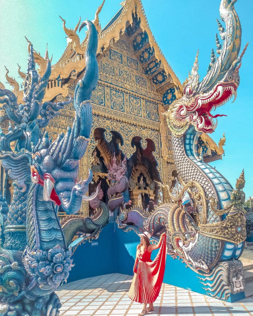 du lịch bangkok, du lịch chiang rai, khách sạn bangkok, thành phố chiang rai, ghé thái lan, check-in sống ảo tại ngôi chùa xanh dát vàng sang chảnh