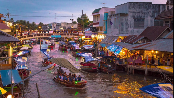 chợ nổi damnoen saduak, du lịch bangkok, khách sạn bangkok, 5 chợ nổi nhất định phải tham quan khi tới thái lan