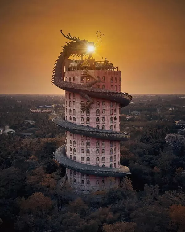 Thoạt nhìn cứ tưởng bối cảnh phim Hollywood nhưng hoá ra ngôi chùa này ở Thái lại hoàn toàn có thật!