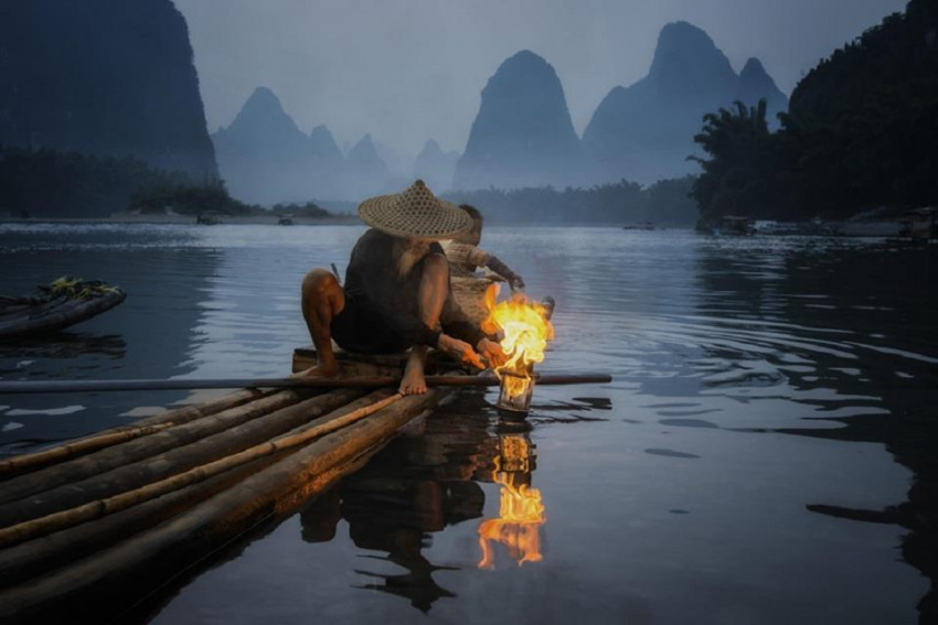 Độc đáo nghề bắt cá bằng chim cốc ở Quế Lâm, Trung Quốc