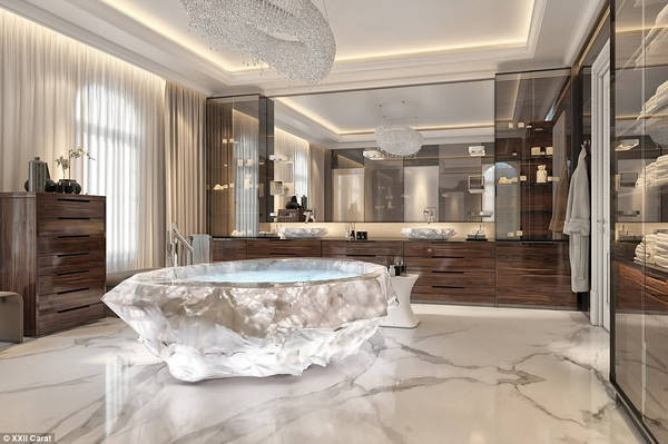 Bồn tắm triệu đô trong biệt thự cho nhà giàu ở Dubai